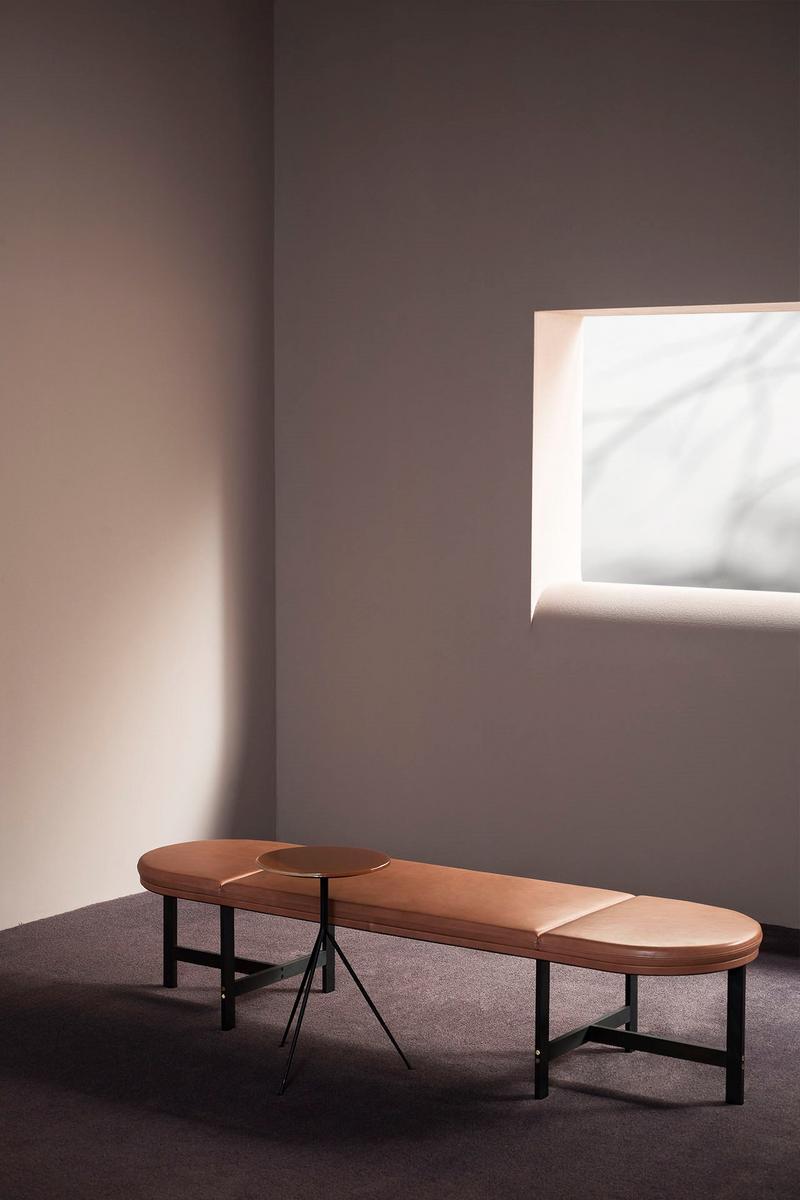 PASSEPARTOUT Upholstered leather bench