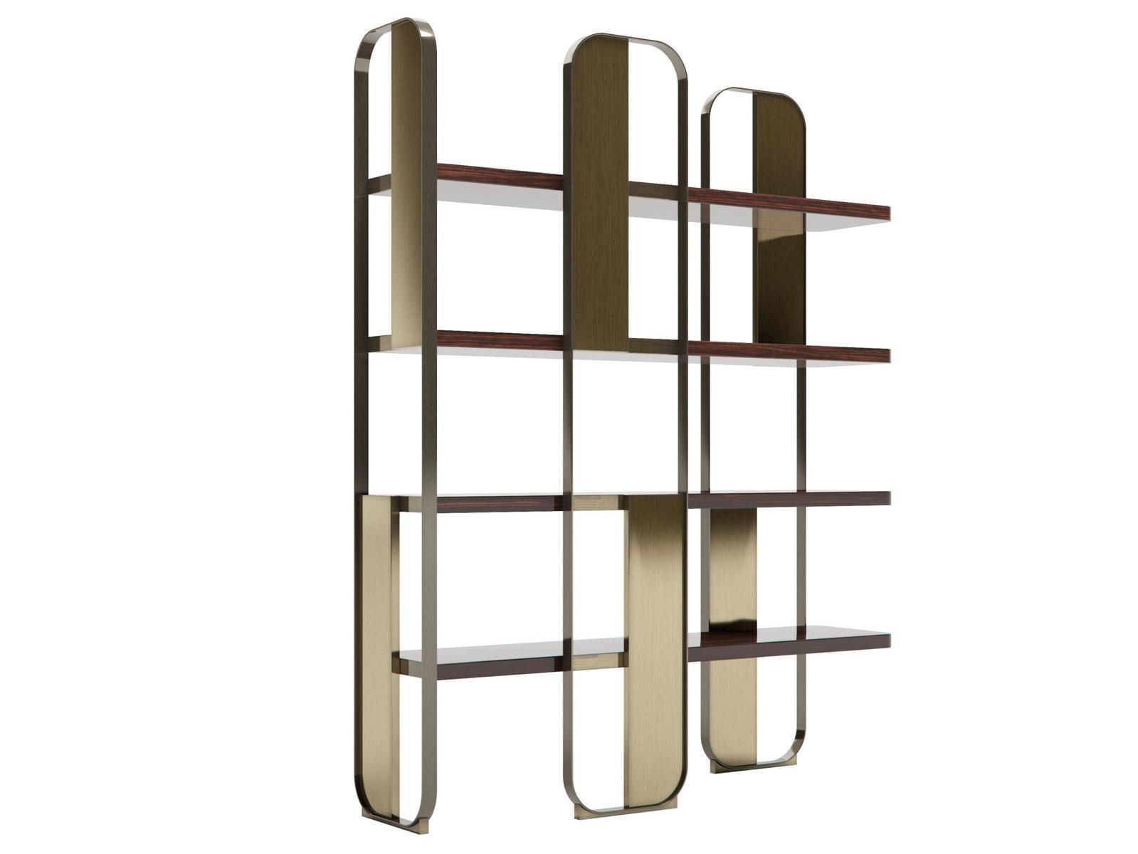 GISELLE Freestanding steel and wood bookcase