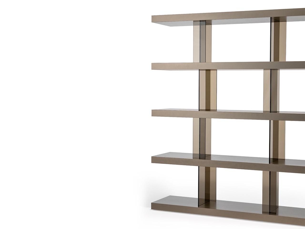 TANGO T Open modular wood and glass bookcase