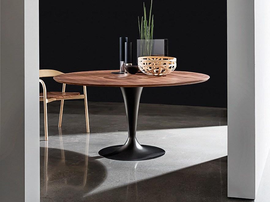 FLÛTE WOOD Round wooden dining table