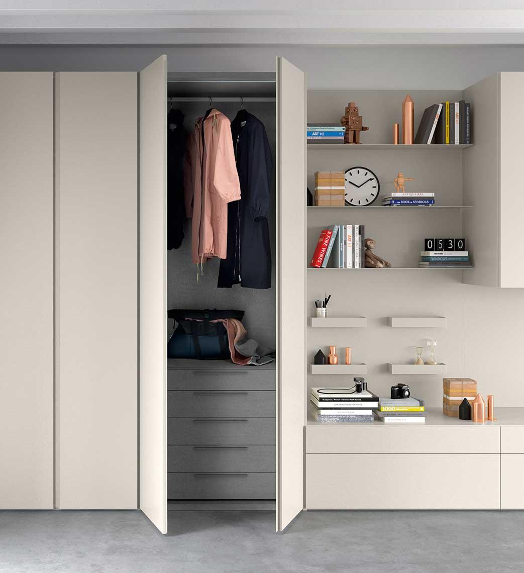 GO UP Modular lacquered wardrobe with coplanar doors