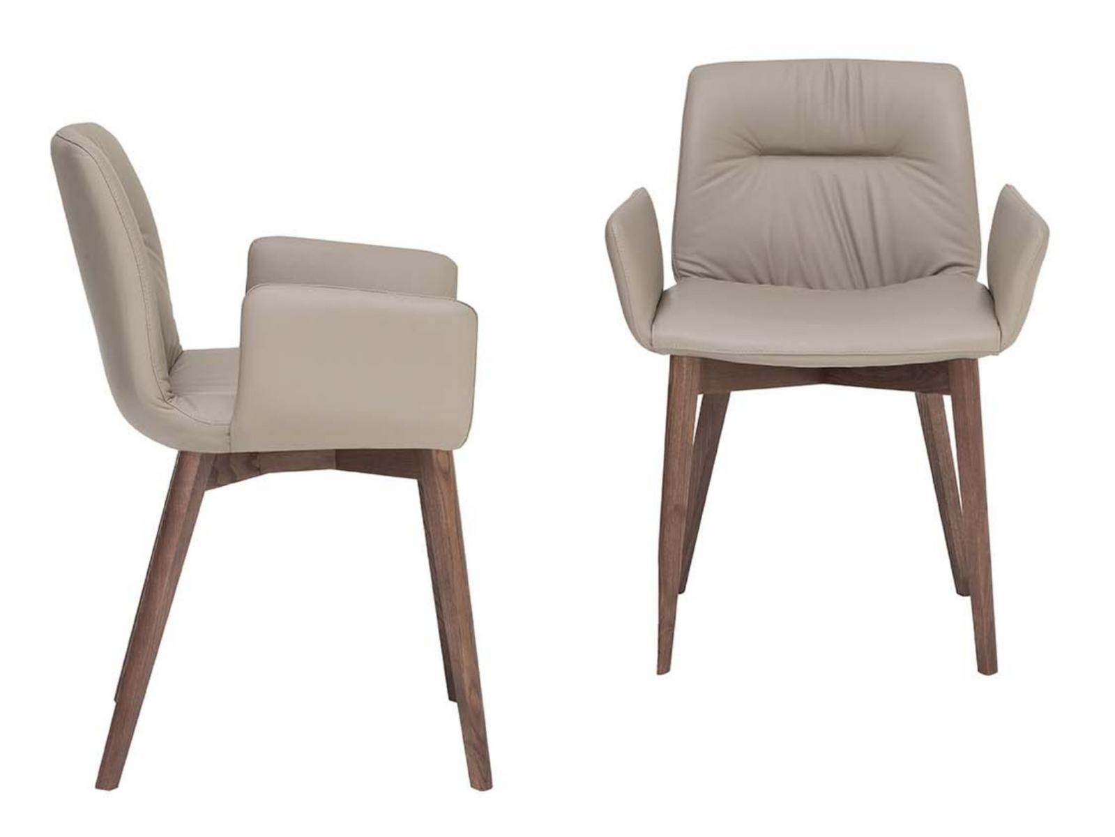 ALEXIA Upholstered leather chair with armrests