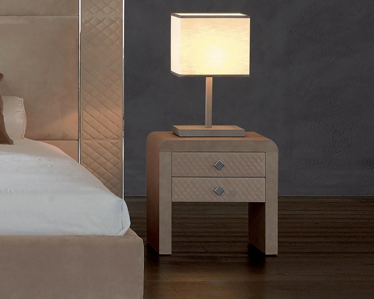 REKO Nabuk bedside table in a luxury style with drawers