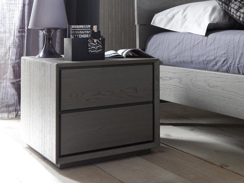 NOOK Rectangular solid wood bedside table with drawers
