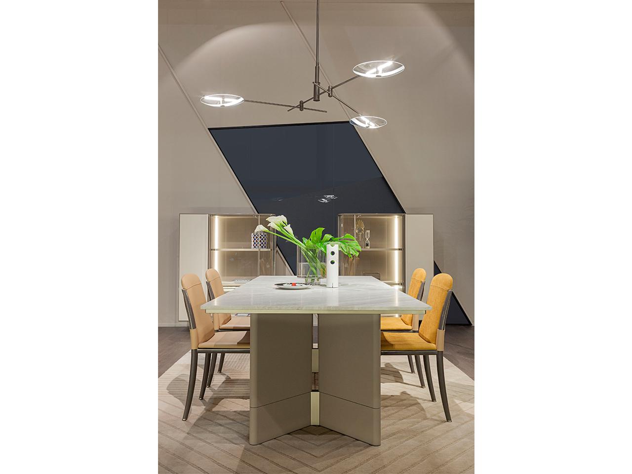 ZERO Rectangular marble and leather table