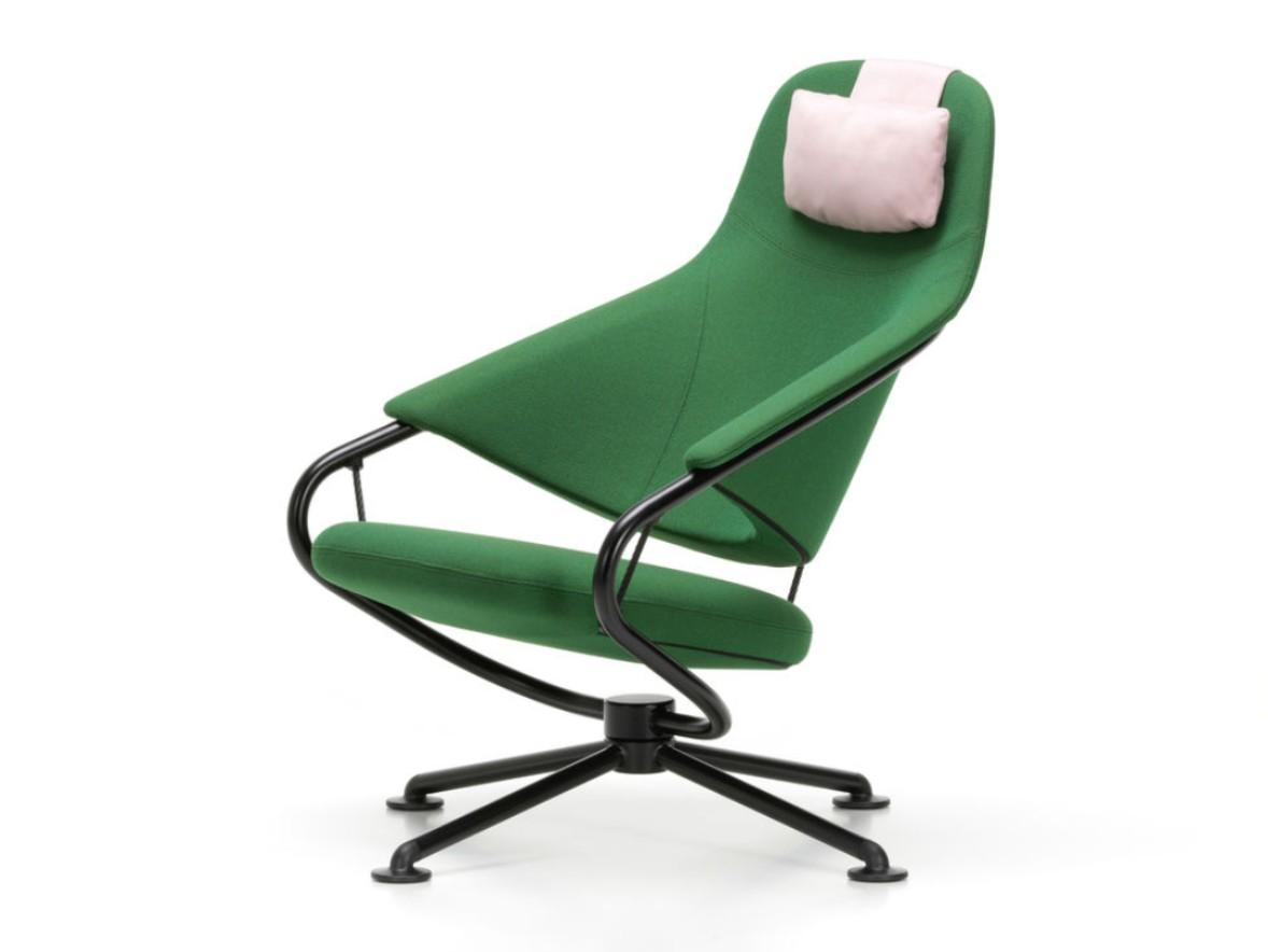 CITIZEN HIGHBACK Swivel fabric armchair with 4-spoke base with headrest