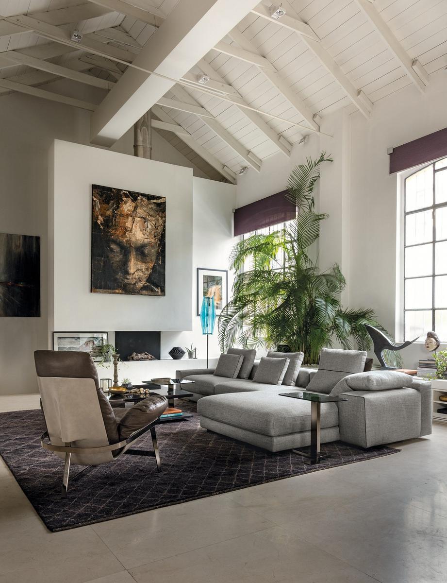 ATLAS Fabric sofa with chaise longue