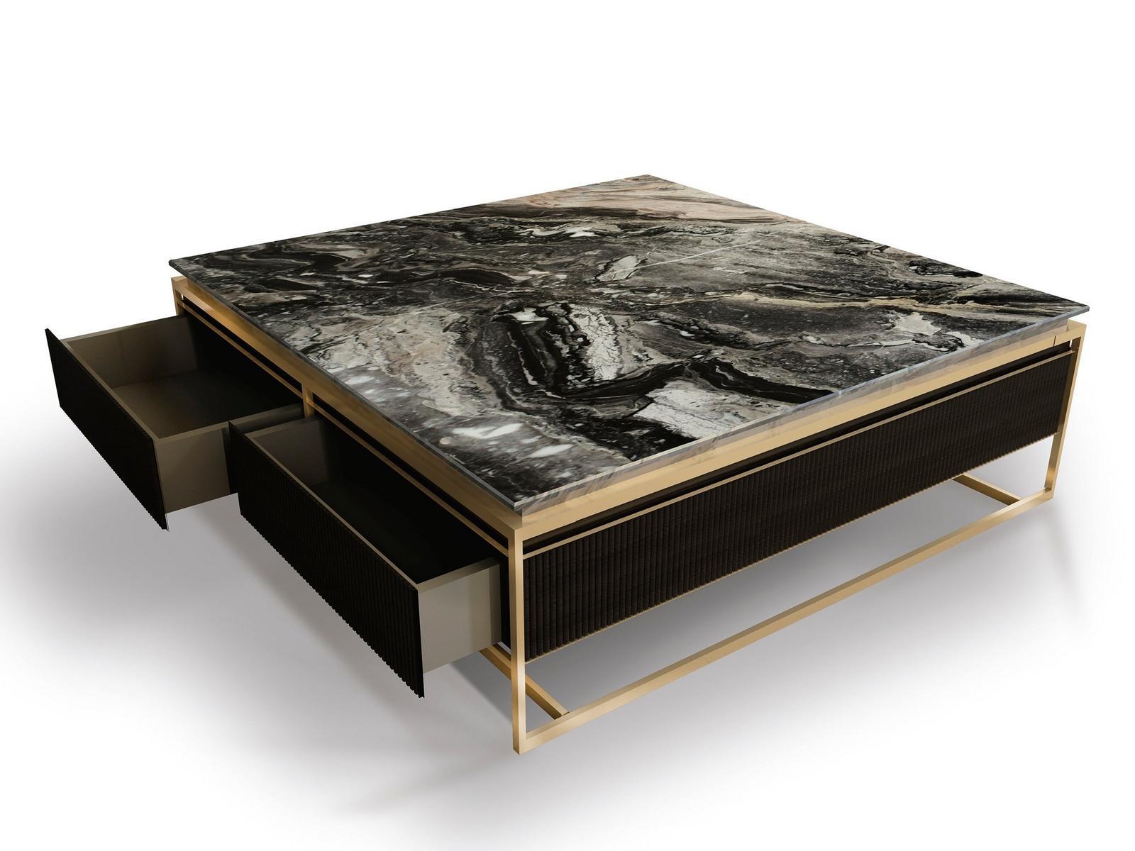 BANNER Low marble coffee table for living room