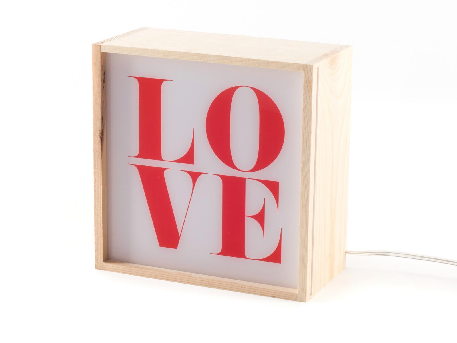 LOVE LED wooden table lamp