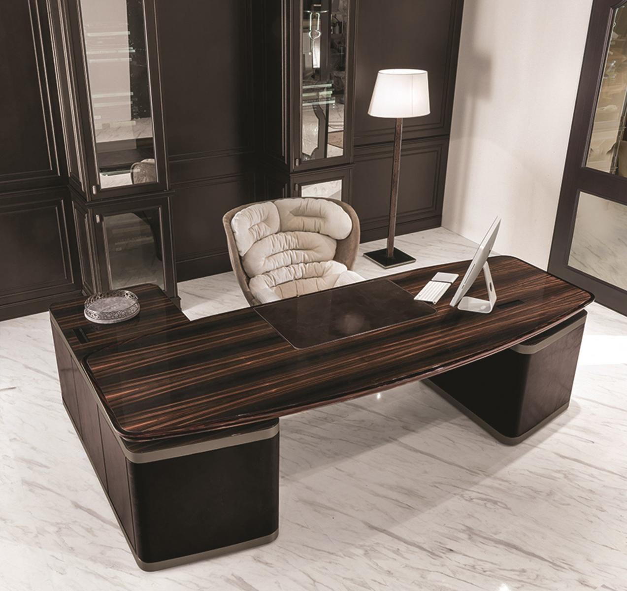 ECTOR L-shaped veneer office desk with drawers