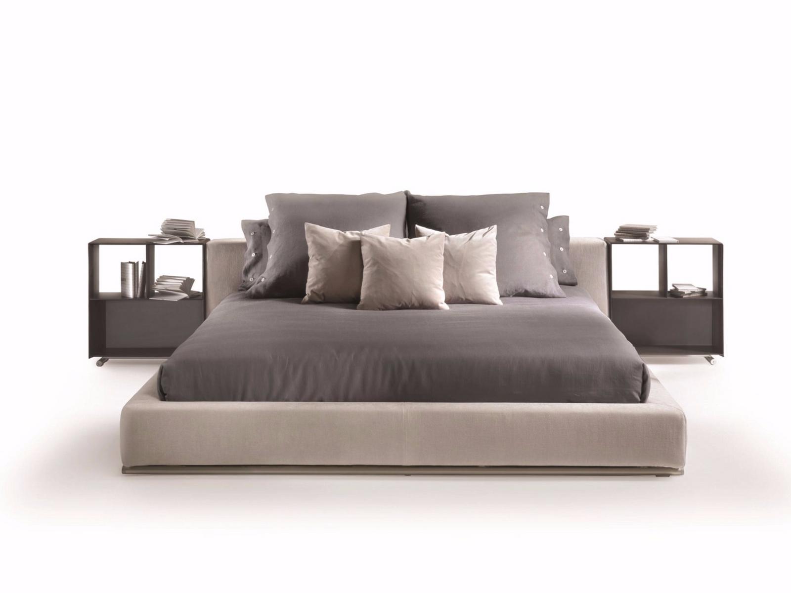 GROUNDPIECE Fabric double bed with removable cover