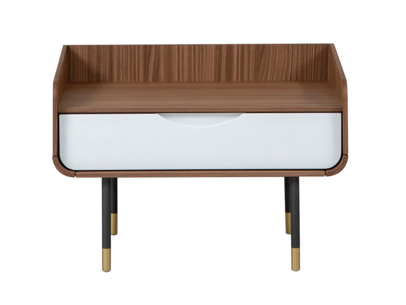 OPERA Rectangular walnut bedside table with drawers