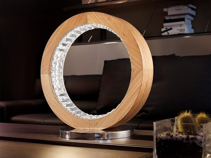 LIBE ROUND TL40 LED oak table lamp with dimmer