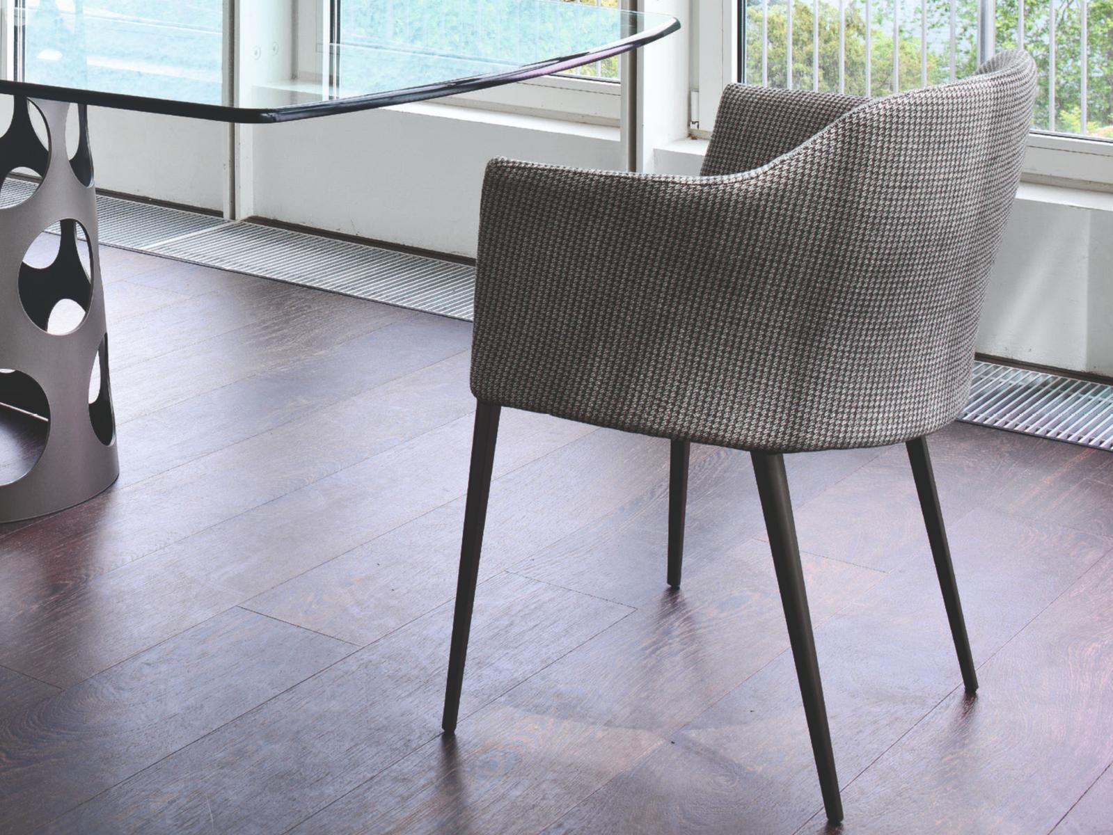 GRACE Upholstered fabric chair with armrests