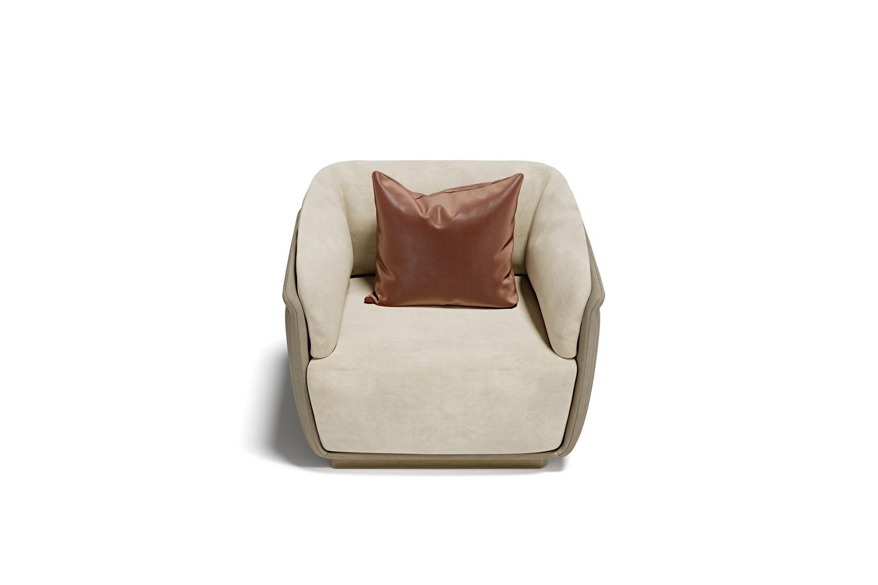 ALLURE Upholstered fabric armchair with armrests