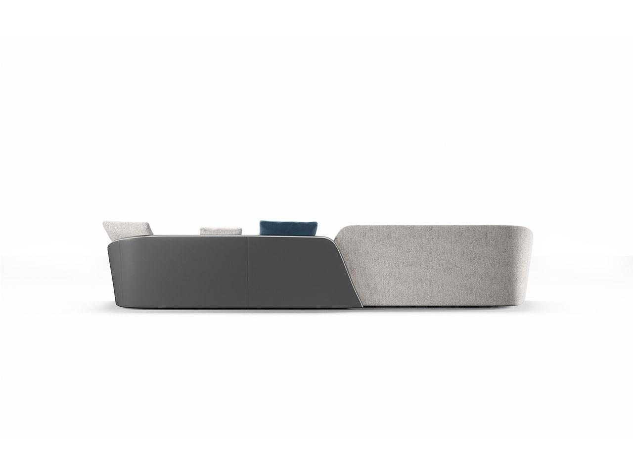 STRATUM Modular leather and fabric sofa with removable cover