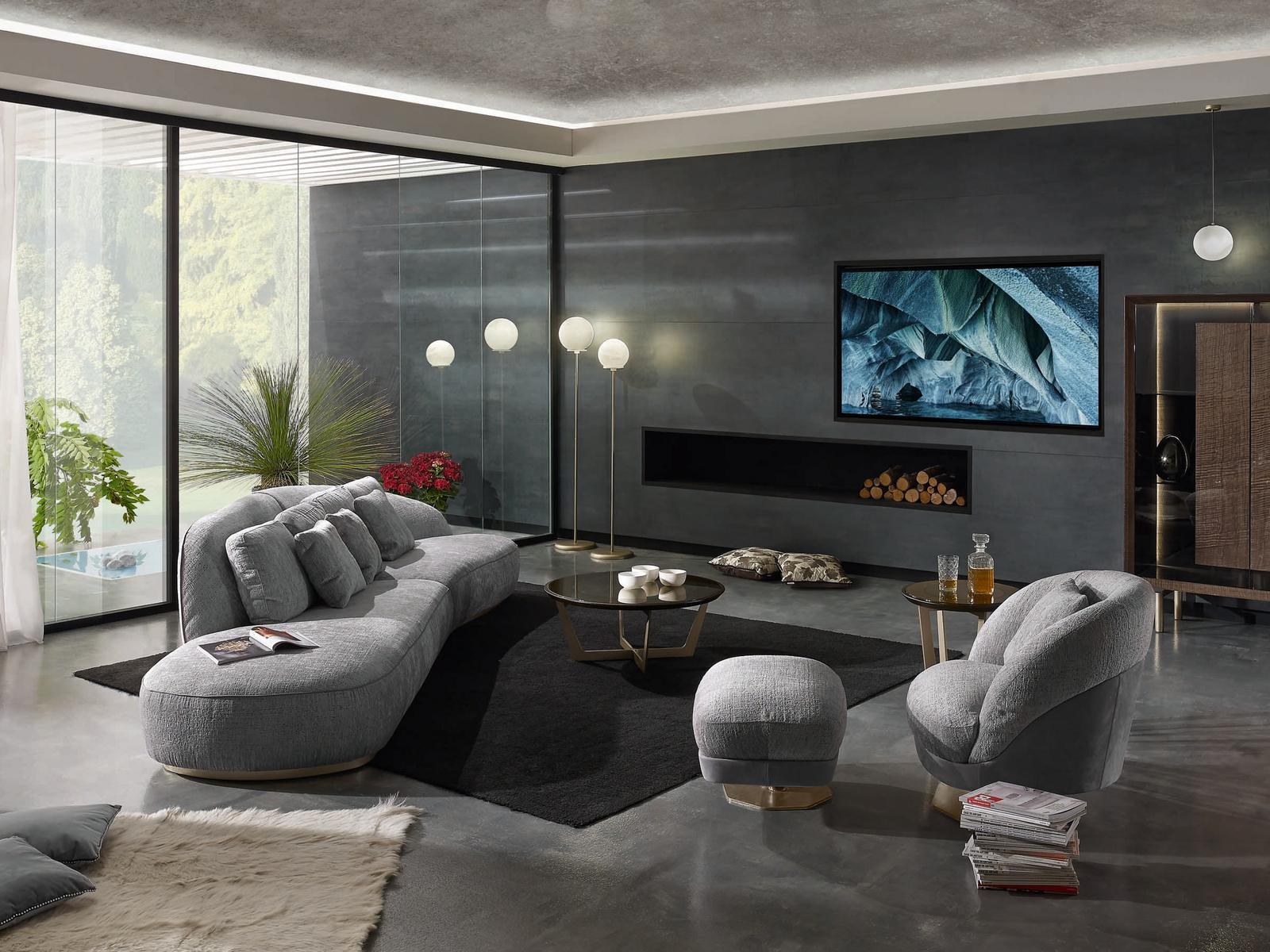 SPACE Swivel fabric armchair