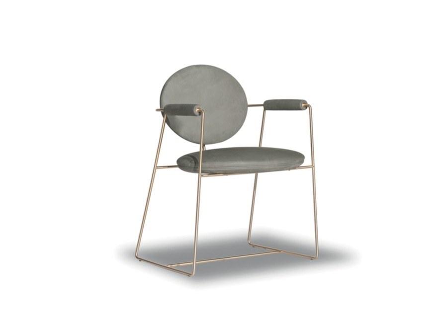 GEMMA Upholstered leather chair with armrests