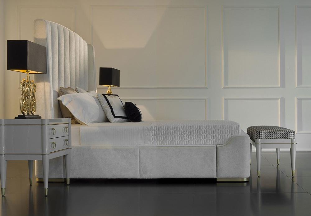 ZAFFIRO Leather bed with upholstered headboard