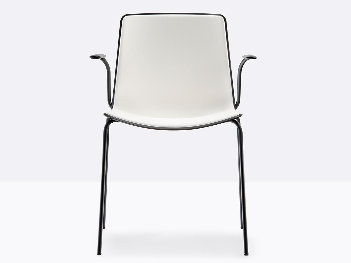 TWEET 895 Stackable plastic restaurant chair with armrests
