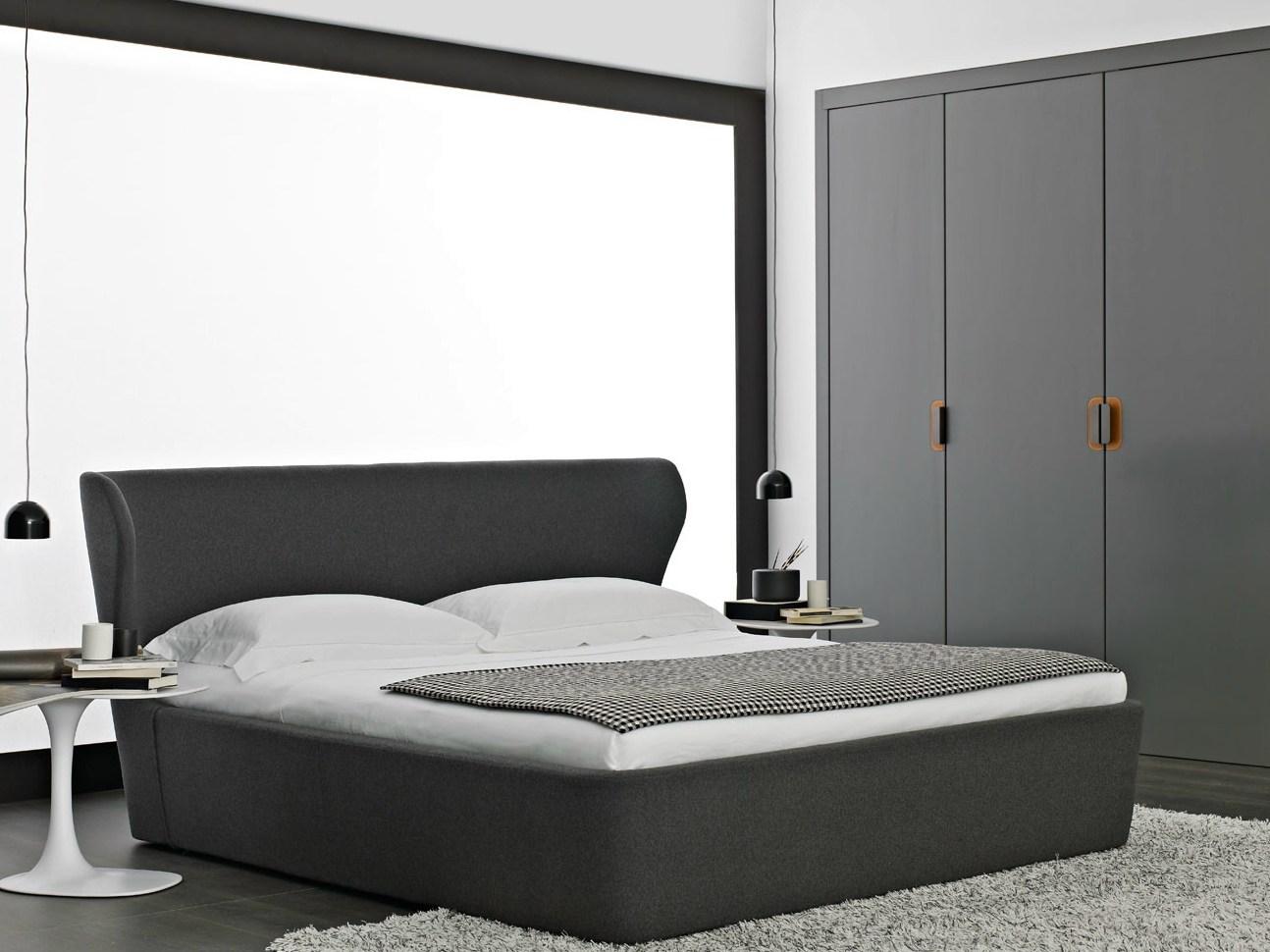 PAPILIO Fabric double bed with upholstered headboard