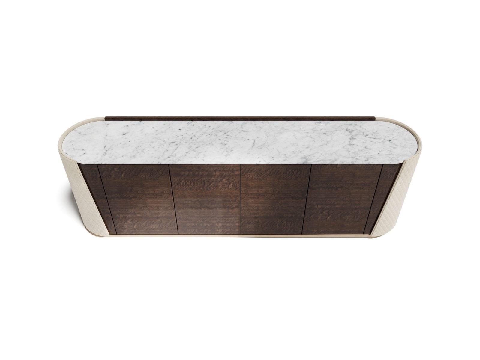 MAJESTIC Wooden and leather sideboard with doors and drawers