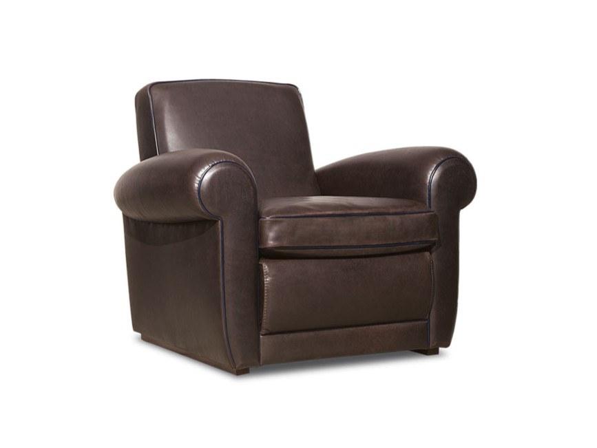 MICKEY Leather armchair with armrests