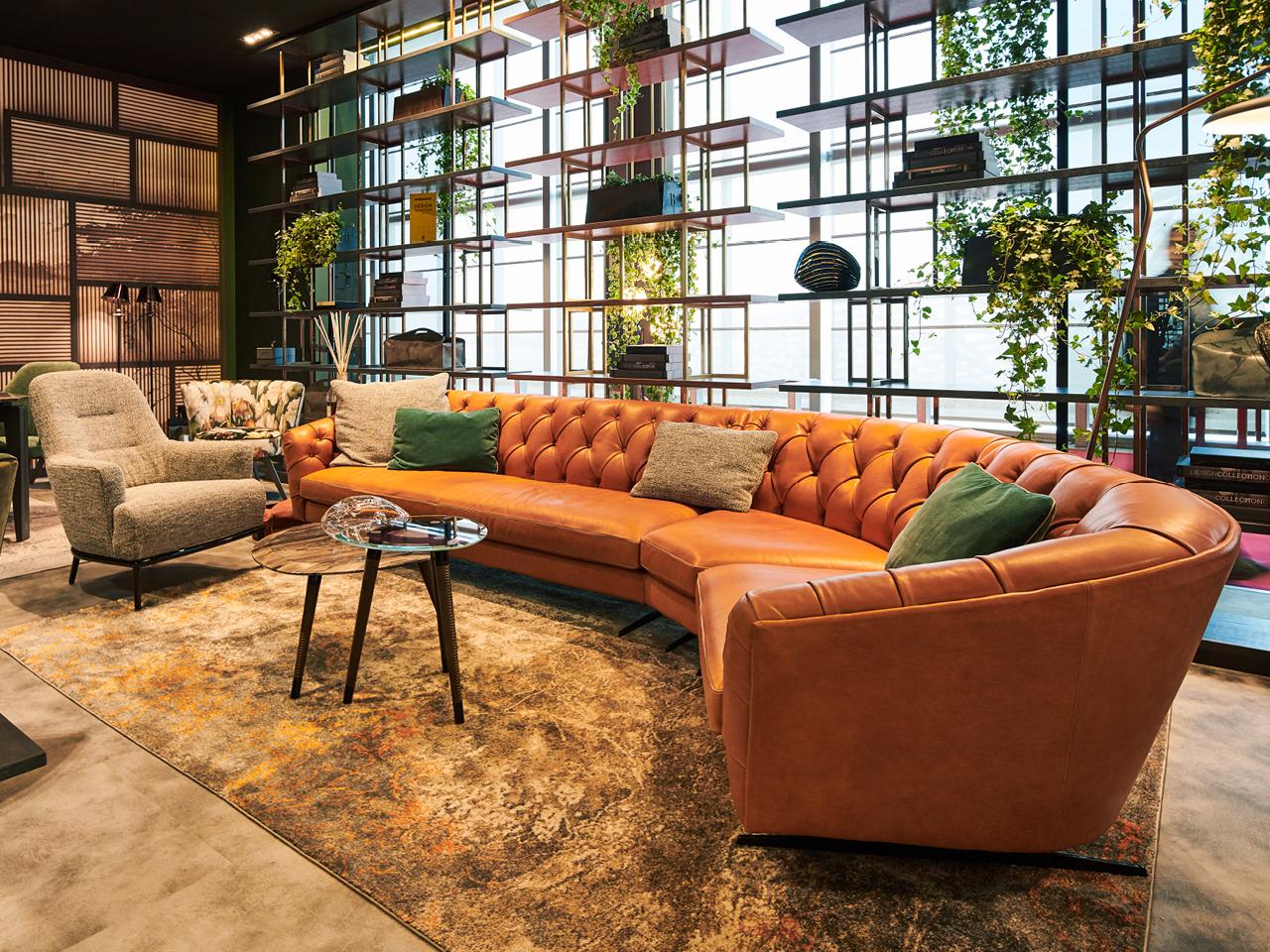 NEW KAP Tufted sectional curved leather sofa