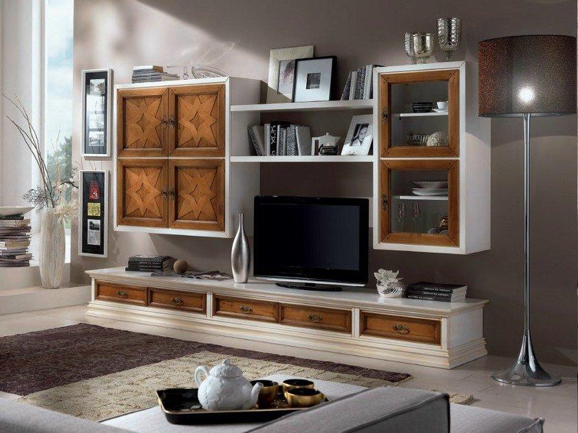 CONTEMPORARY Solid wood TV wall system