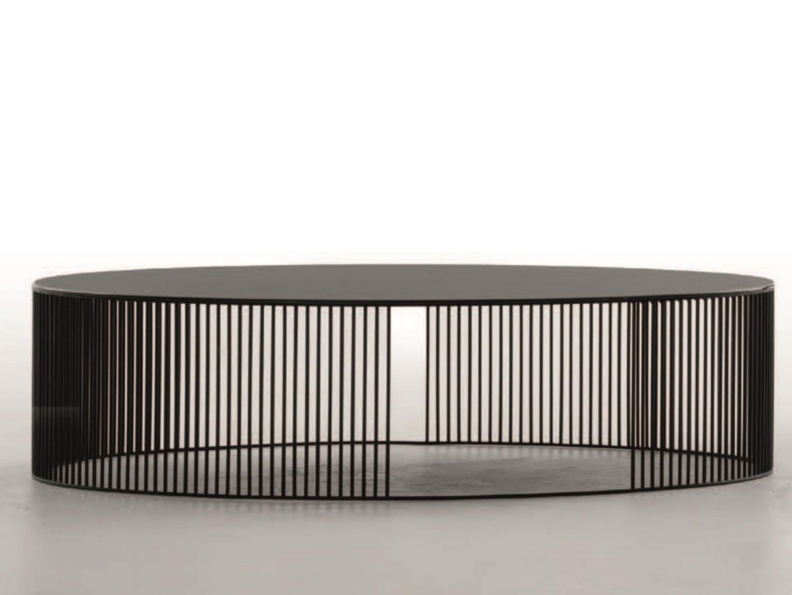 ANDRA Oval metal coffee table with glass top