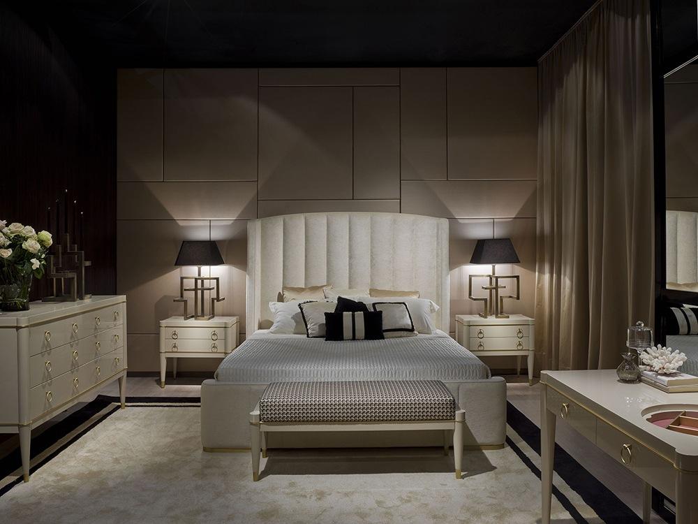 ZAFFIRO Leather bed with upholstered headboard