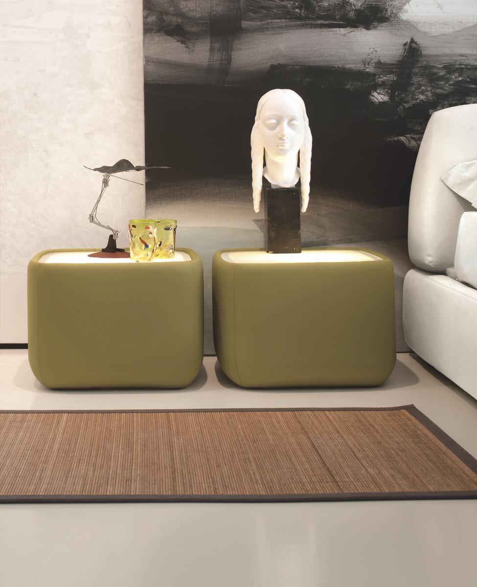 TEENY Square fabric bedside table with built-in lights