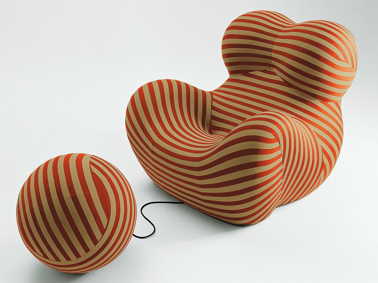 SERIE UP 2000 Upholstered fabric armchair with footstool