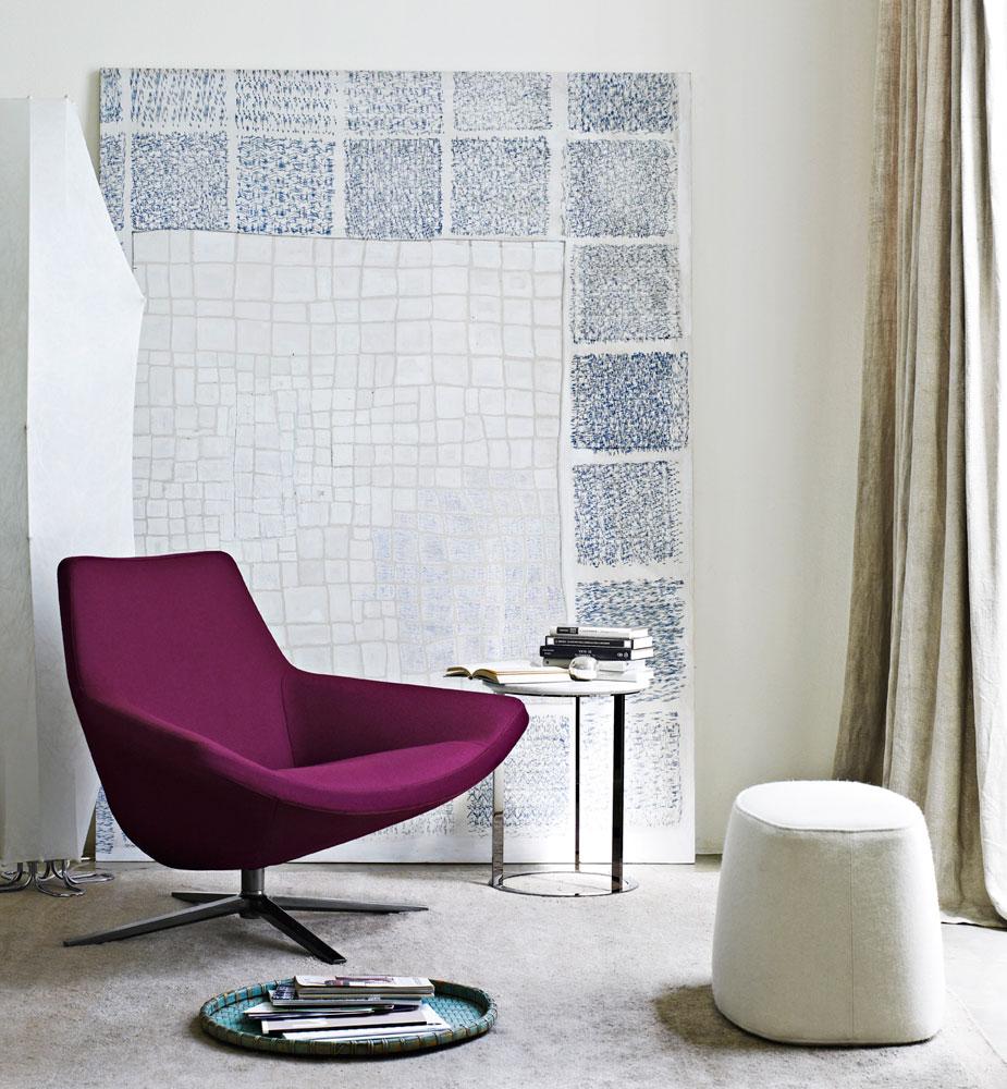 METROPOLITAN '14 Swivel upholstered fabric armchair with 4-spoke base