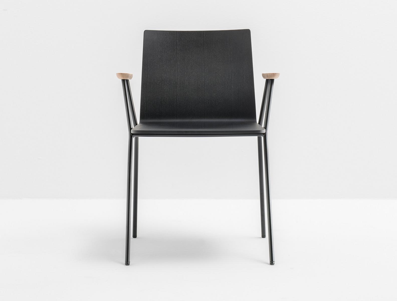 OSAKA METAL 5712 Steel and wood chair with armrests