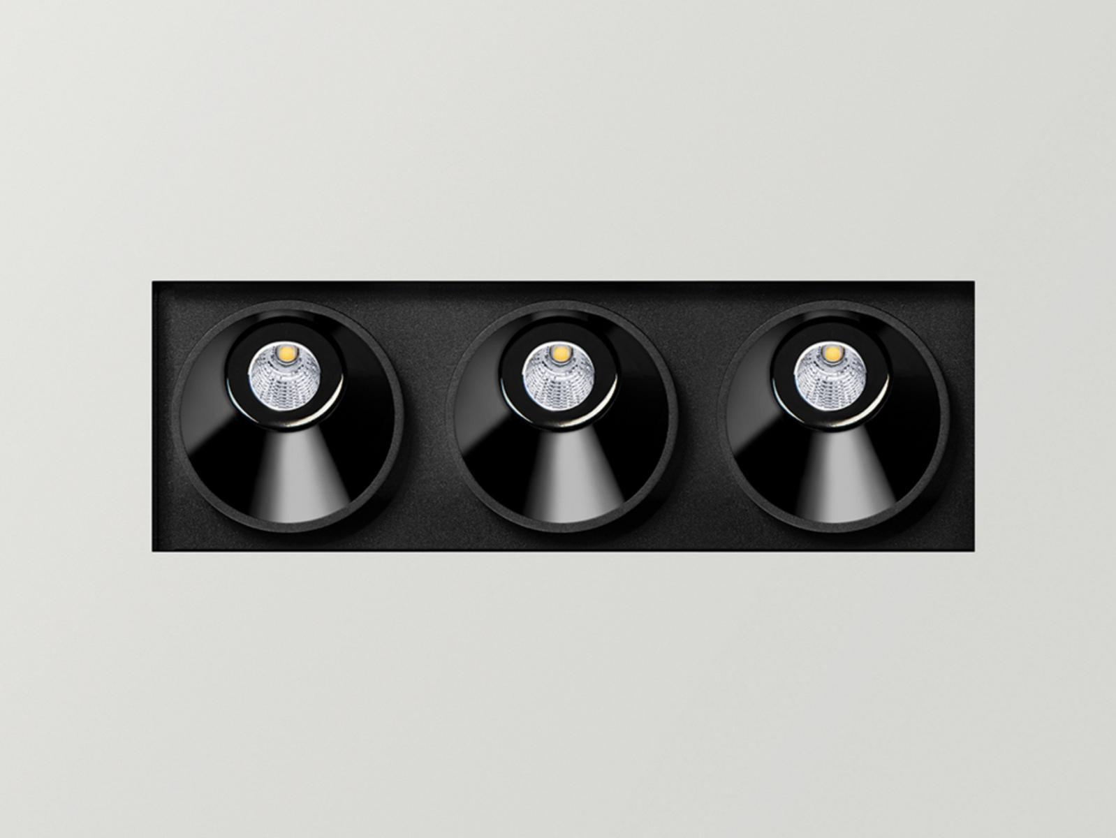 BLACK FOSTER ASYMMETRIC TRIMLESS 3 LED multiple recessed aluminium spotlight