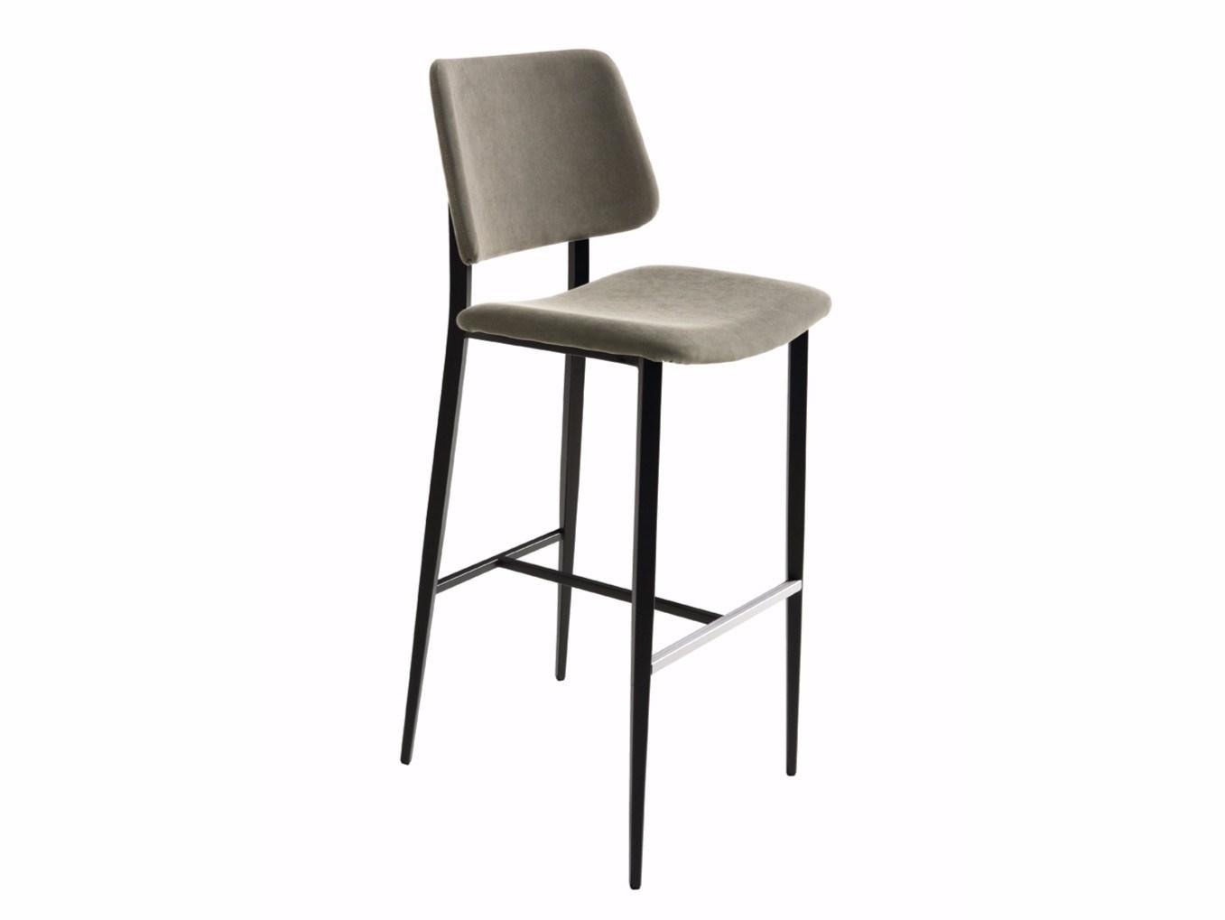 JOE High upholstered fabric stool with back