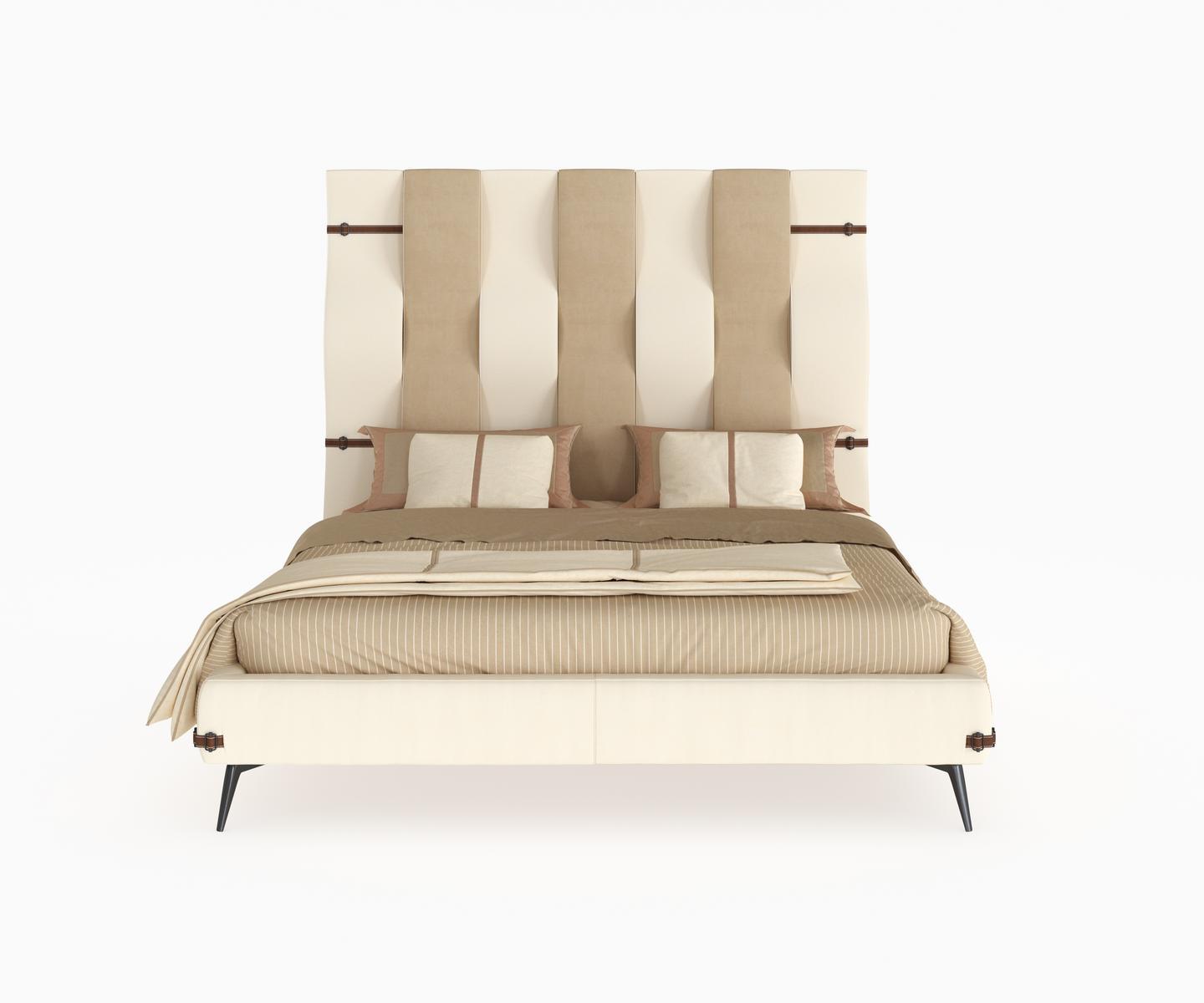 OLA Leather bed with high headboard