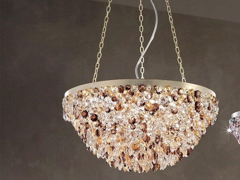 ROSEMERY 4 Metal pendant lamp with crystals