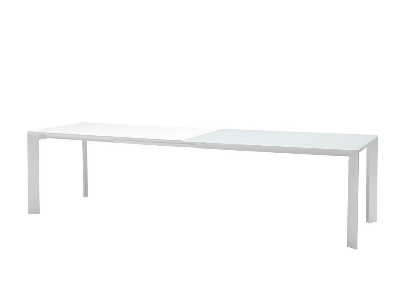 GHEDI Extending rectangular glass and steel table