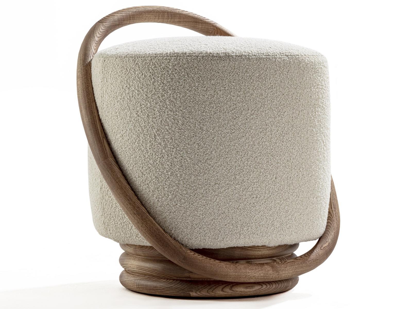 SMILE Upholstered round fabric pouf