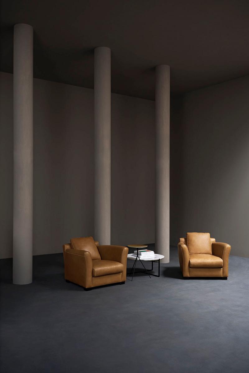 DINER Leather armchair with armrests