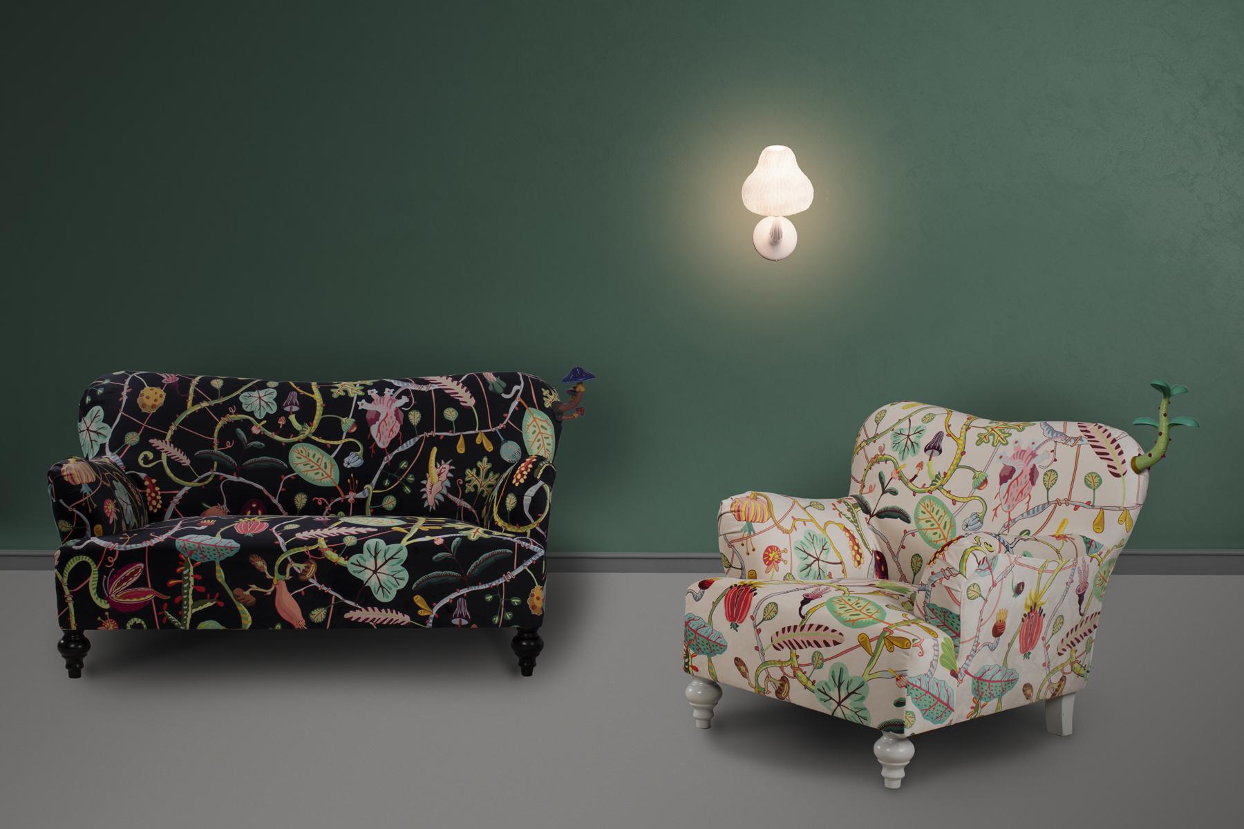 BOTANICAL DIVA Fabric armchair with armrests