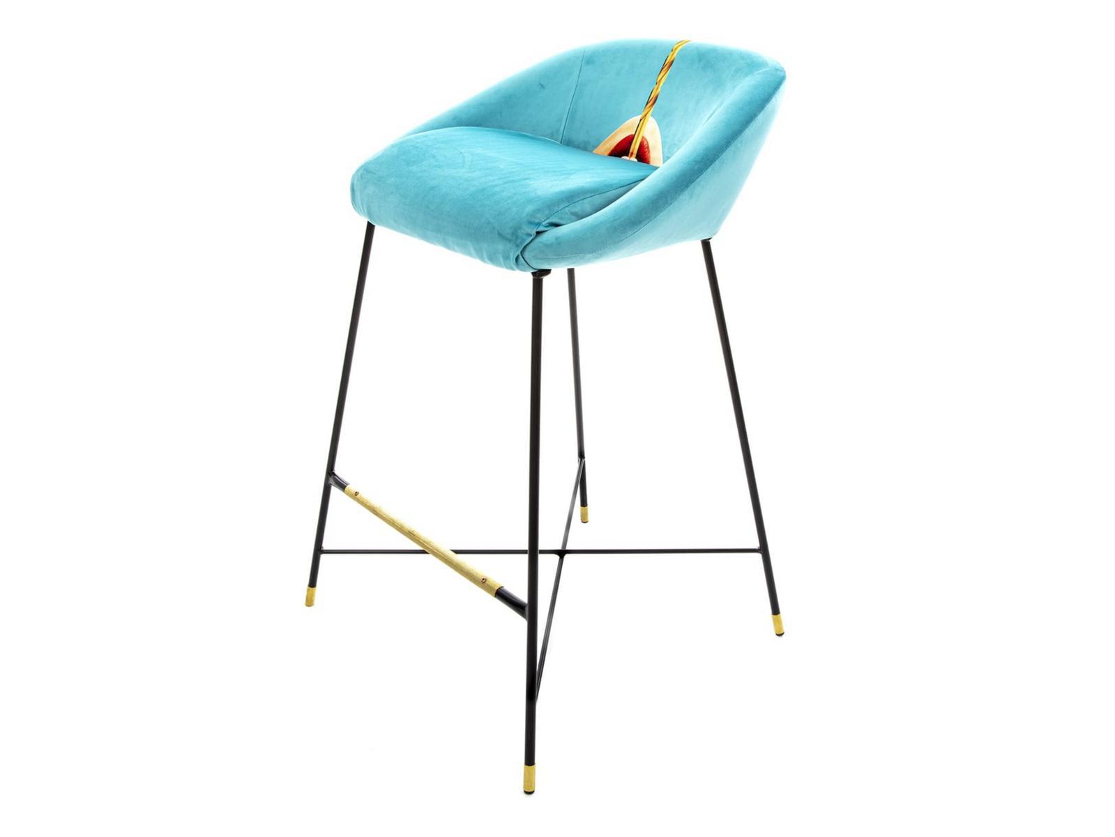 DRILL High fabric stool with back