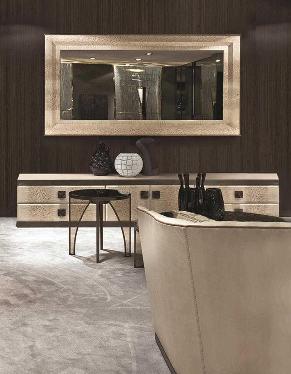 ADONE Rectangular leather mirror