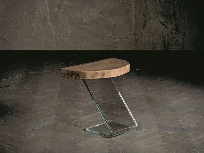 LEAF 7173 Wood and glass bedside table