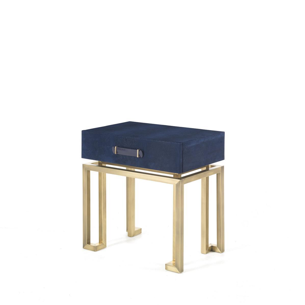 TRAFALGAR Rectangular leather bedside table with drawers