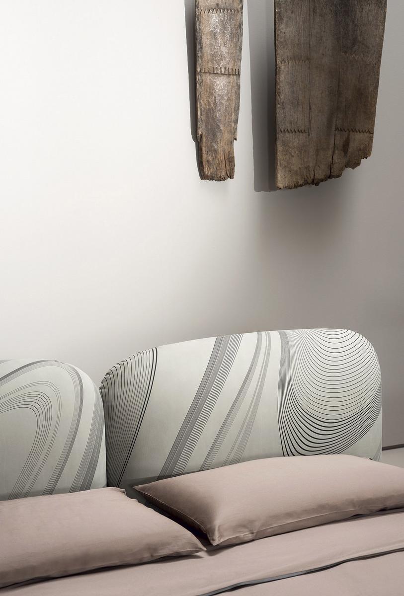 STONE Leather double bed with upholstered headboard