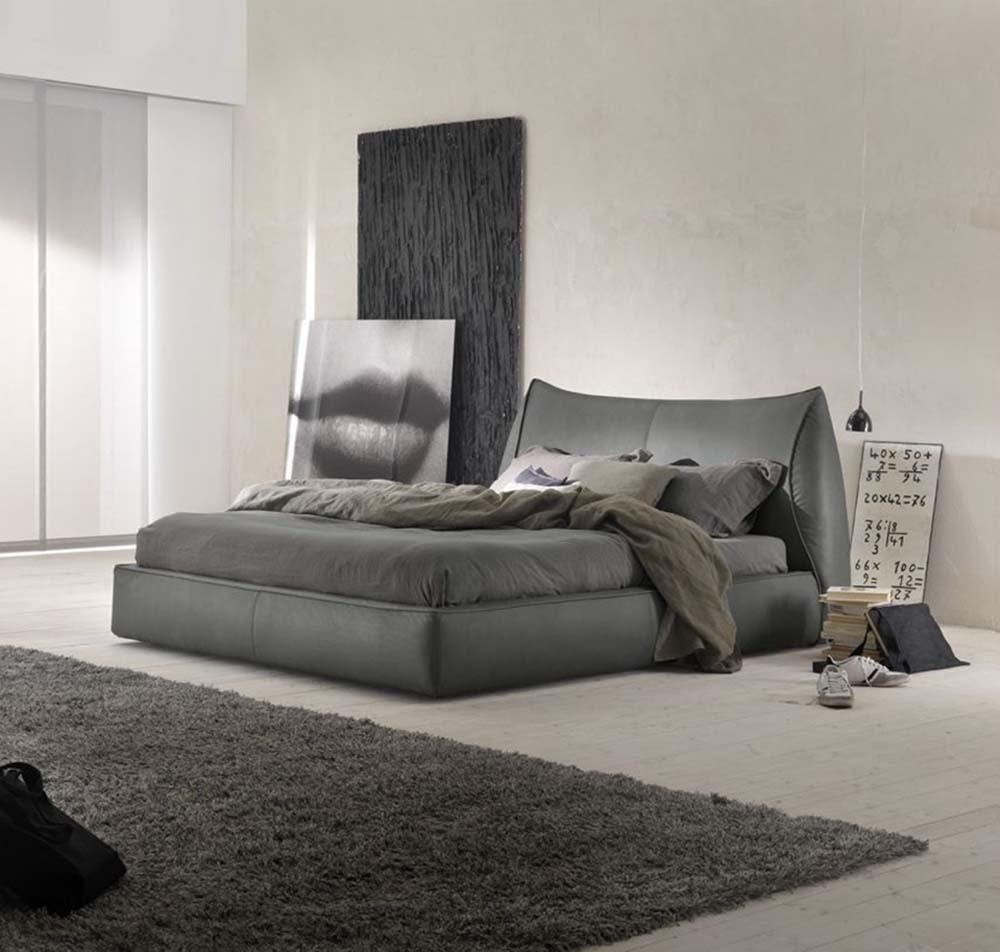SMOOTH Nabuk bed with upholstered headboard