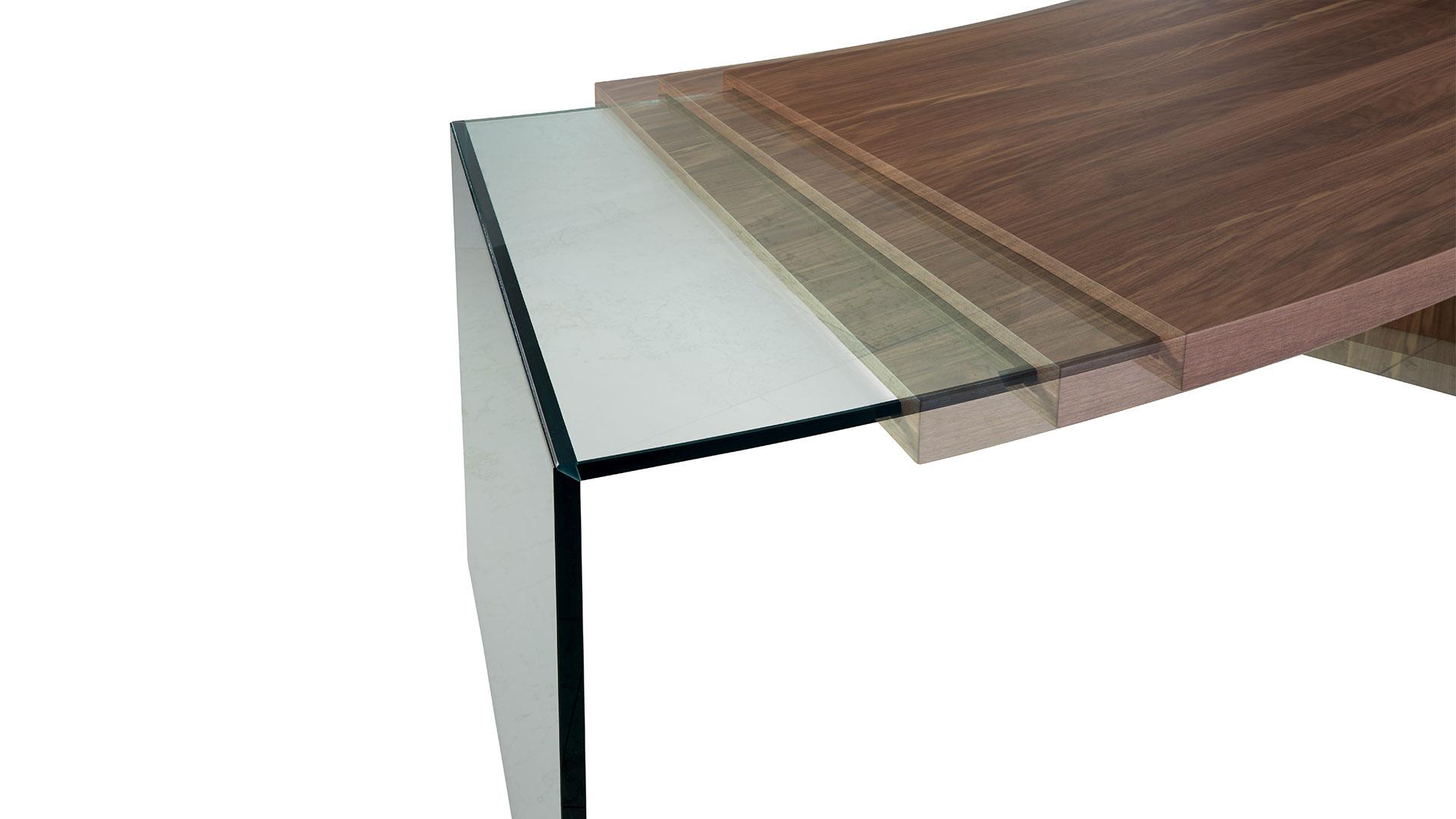 PEGASO Wood and glass writing desk